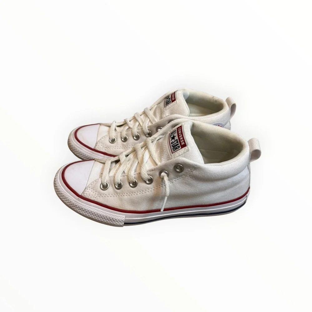 Converse Chuck Taylor All Star Madison White Mid Top Kids Sneakers 663640F